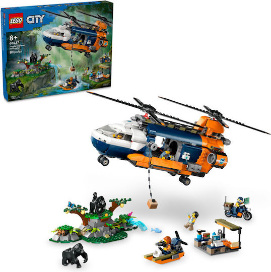 LEGO City Jungle Explorer Helicopter at Base Camp for 8+ Years 881 Pieces