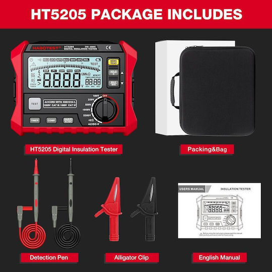 Habotest HT5205 Tester Digital de Izolație 2500V