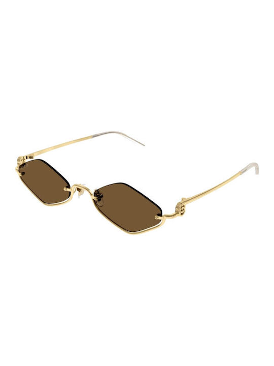 Gucci Sunglasses with Gold Metal Frame and Brown Lens GG1604S 002