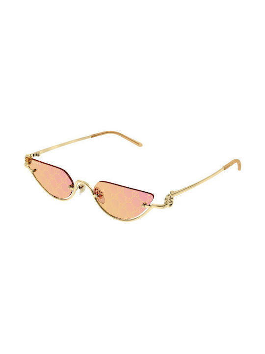 Gucci Women's Sunglasses with Gold Metal Frame and Pink Mirror Lens GG1603S 004