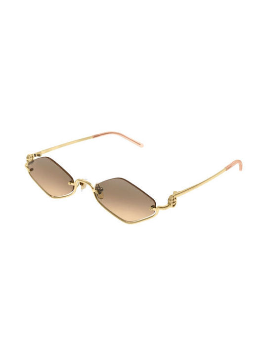 Gucci Sunglasses with Gold Metal Frame and Brown Gradient Lens GG1604S 003