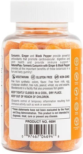 Nature's Plus Turmeric Curcumin with Ginger & Black Pepper 250mg 60 jelly beans Peach