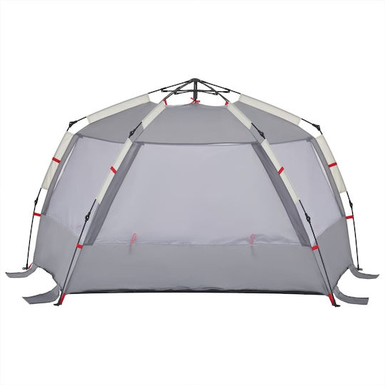 vidaXL Καλοκαιρινή Σκηνή Camping Γκρι για 3 Άτομα 370x180x116εκ.
