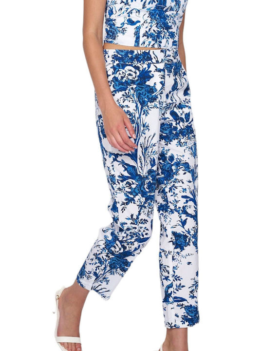 Ale - The Non Usual Casual Women's Cotton Trousers Floral White