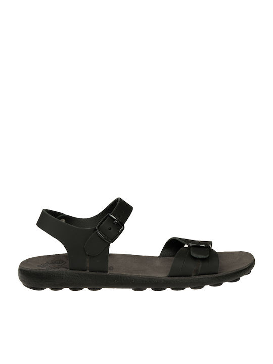 Fantasy Lorena Leather Women's Flat Sandals in Black Color