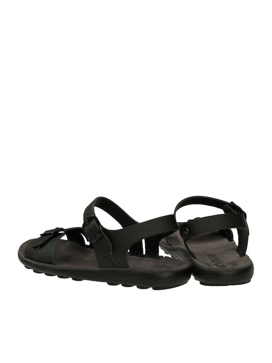 Fantasy Lorena Leather Women's Flat Sandals in Black Color