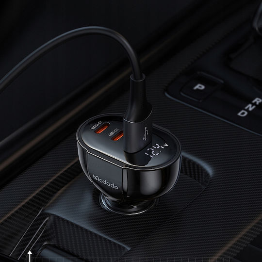 Mcdodo Încărcător Auto Cu Mufă De Brichetă 128W Cu Porturi 3xUSB-A Culoare Neagră