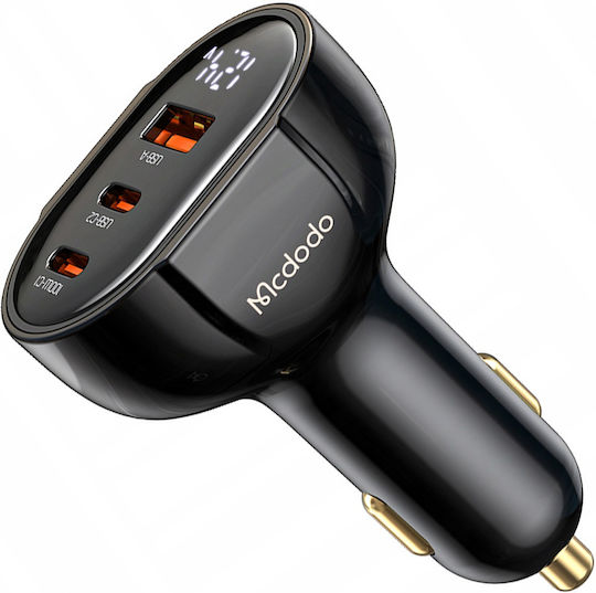 Mcdodo Încărcător Auto Cu Mufă De Brichetă 128W Cu Porturi 3xUSB-A Culoare Neagră