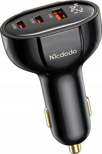 Mcdodo Încărcător Auto Cu Mufă De Brichetă 128W Cu Porturi 3xUSB-A Culoare Neagră