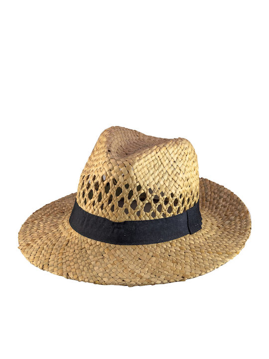 Wide-Brim Straw Vent Hat with Black Ribbon Women's/Men's