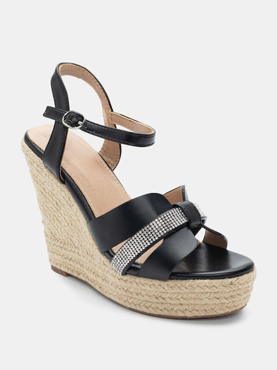 Luigi Platforme dama în stil espadrile Negre