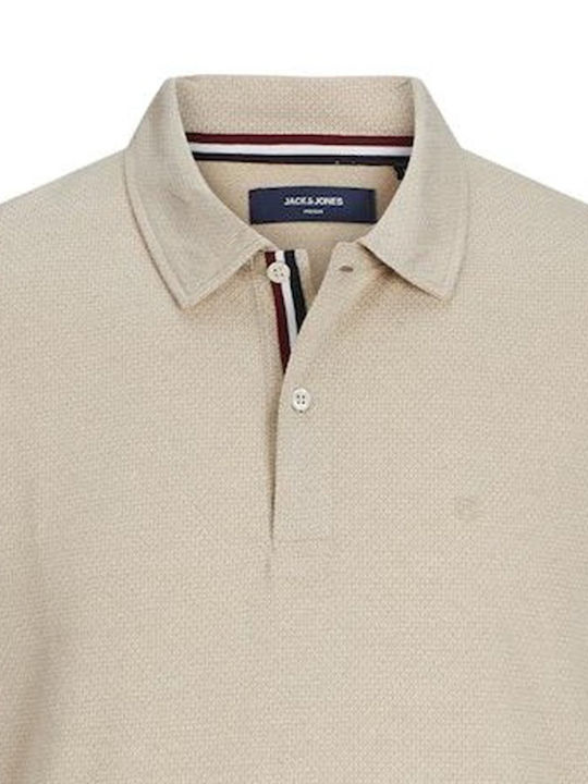 Jack & Jones Мъжка Блуза с Къс Ръкав Поло Moonbeam Beige