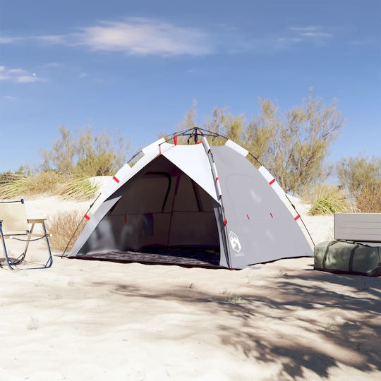 vidaXL Καλοκαιρινή Σκηνή Camping Igloo Γκρι για 3 Άτομα 370x180x116εκ.