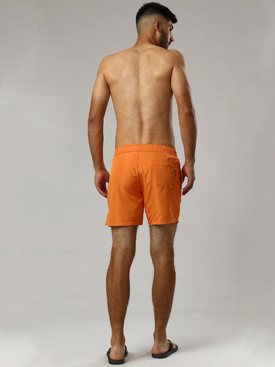 Karl Lagerfeld Kl22mbm01 Men's Swimwear Shorts Orange with Patterns