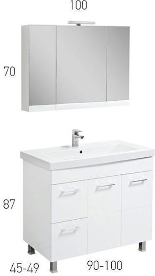 Mabo Ορθογώνιος Καθρέπτης Μπάνιου Led από Plywood 80x70cm Λευκός