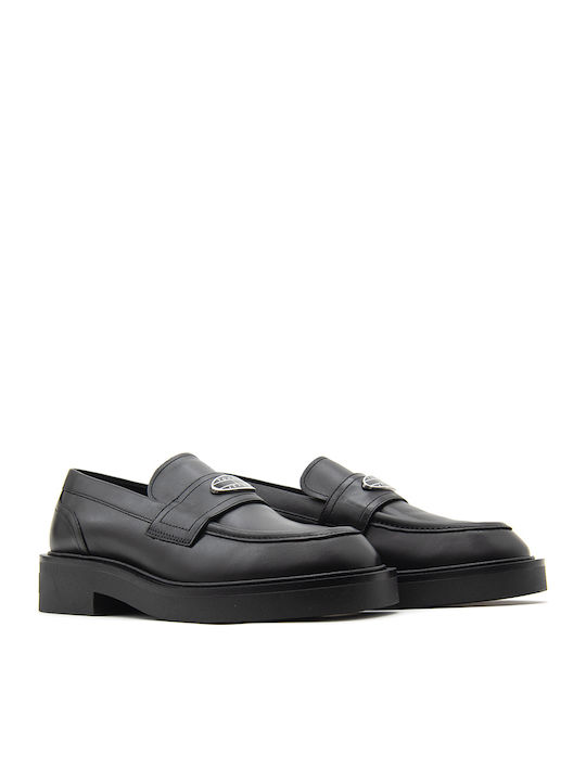 Leather Women's Loafers in Black Color