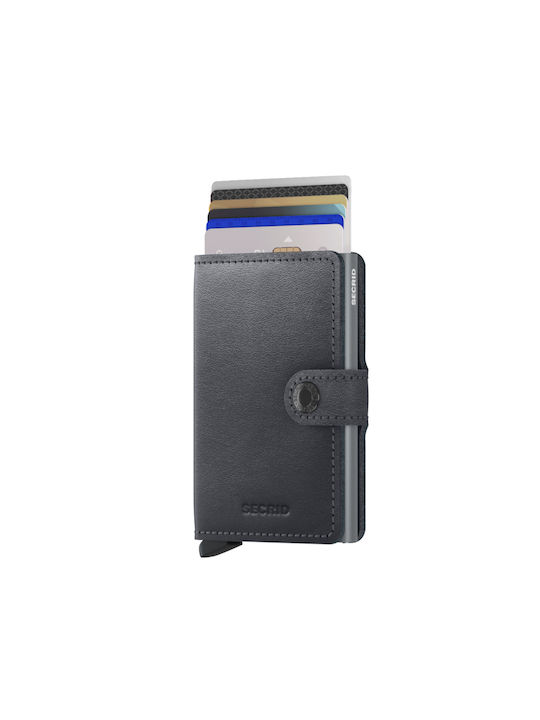 Secrid Miniwallet Vintage Δερμάτινο Ανδρικό Πορτοφόλι Καρτών με RFID και Μηχανισμό Slide Original Grey