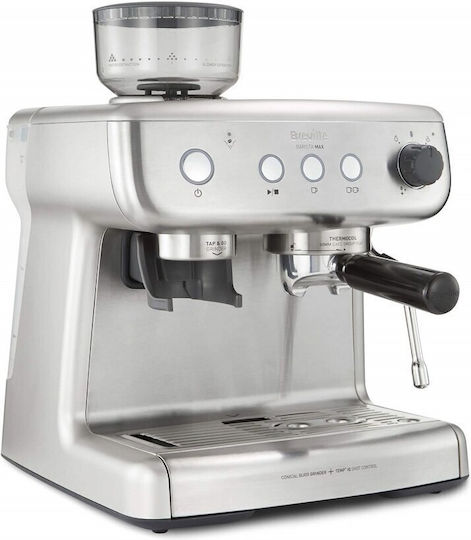 Breville Barista Max VCF126X Automatische Espressomaschine 1250W Druckreiniger 15bar mit Mahlwerk Silber VCF126X