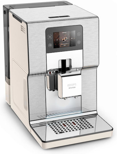 Krups Experience+ Αυτόματη Μηχανή Espresso 1550W Πίεσης 15bar με Μύλο Άλεσης Ασημί EA877A