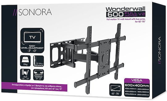 Sonora 230-0110 Wandhalterung für Fernseher mit Arm bis 75" und 35kg Silber