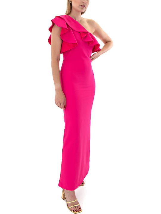 Summer Maxi Dress for Wedding and Christening Fuchsia JB-24029 Satin Pink