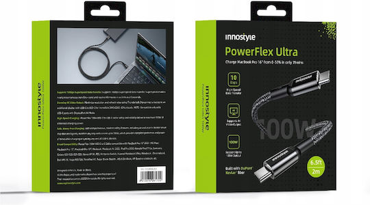 Innostyle USB 2.0 Cable USB-C male - USB-C 100W Μαύρο 2m ICC200ALBLK