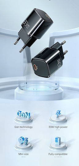 Mcdodo Φορτιστής Χωρίς Καλώδιο GaN με Θύρα USB-C 33W Power Delivery Μαύρος (CH-0081)