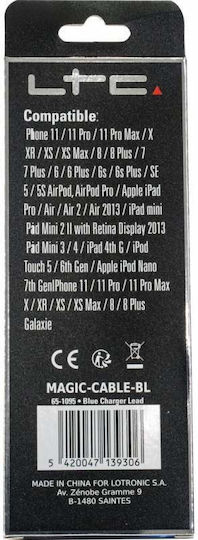 LTC Audio LED USB to Lightning / Type-C / micro USB Cable Μπλε 1m