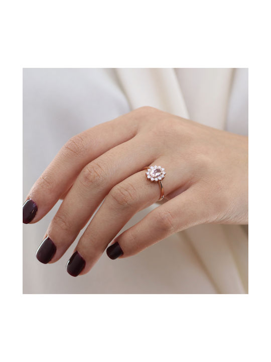 Rosé Morganit & Diamant Ring Roségold K18 P-68410 Roségold K18