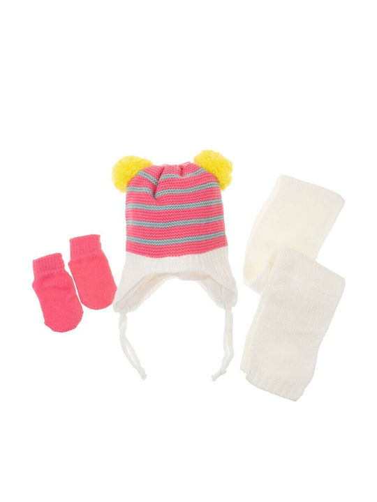 Kids Beanie Set with Scarf & Gloves Knitted Turquoise