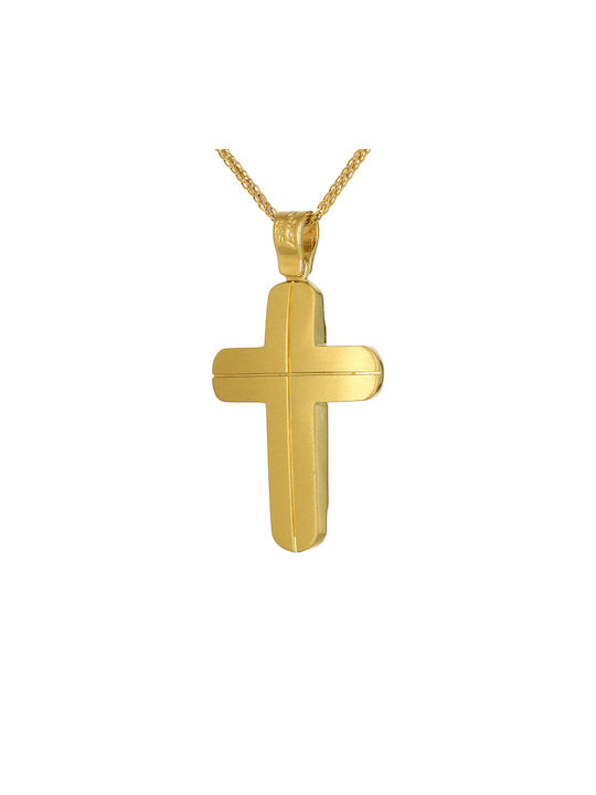 Men's Gold Cross 14K Double Sided