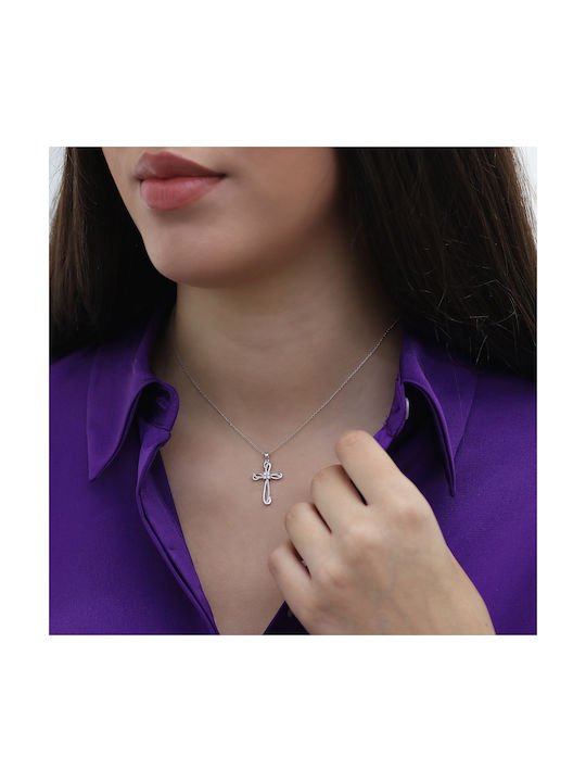 White Gold Cross 18K with Chain