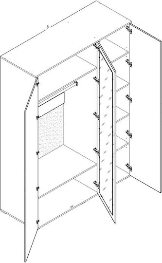 Drei Türen Schrank Braun 149.8x55.3x210cm