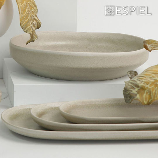 Espiel Noah Πιάτο Ρηχό Κεραμικό Μπεζ με Διάμετρο 28cm