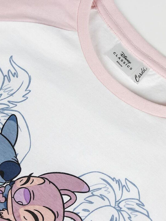 Cerda Παιδική Πιτζάμα Καλοκαιρινή Ροζ Stitch