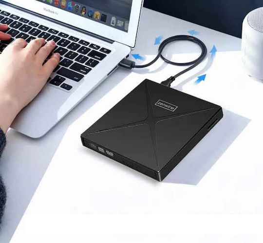 Zenwire External CD/DVD/CD Recorder for Desktop / Laptop Black