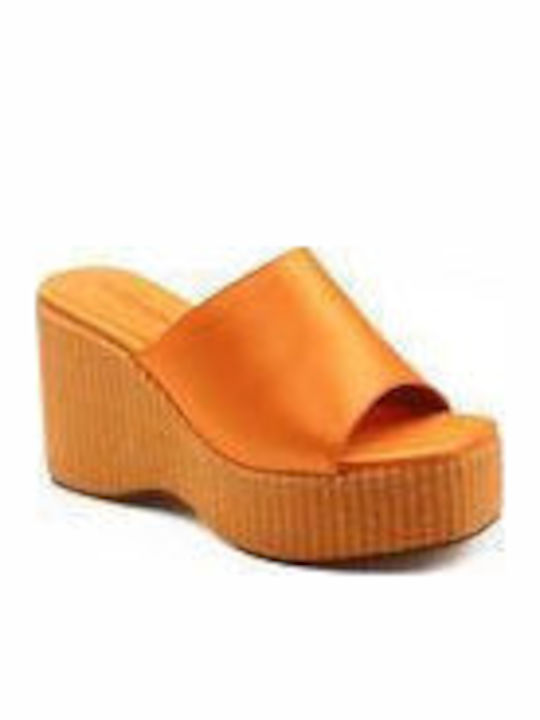 Women's Synthetic Leather Platform Shoes Orange