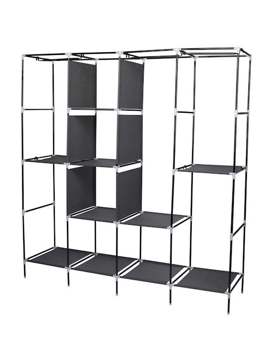 Saska Garden Fabric Wardrobe with Zipper and Shelves in Gray Color 168x45x172cm