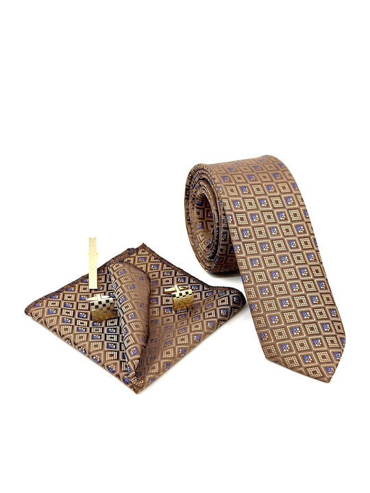 Legend Accessories Set de Cravată pentru Bărbați Tipărit în Culorea Maro