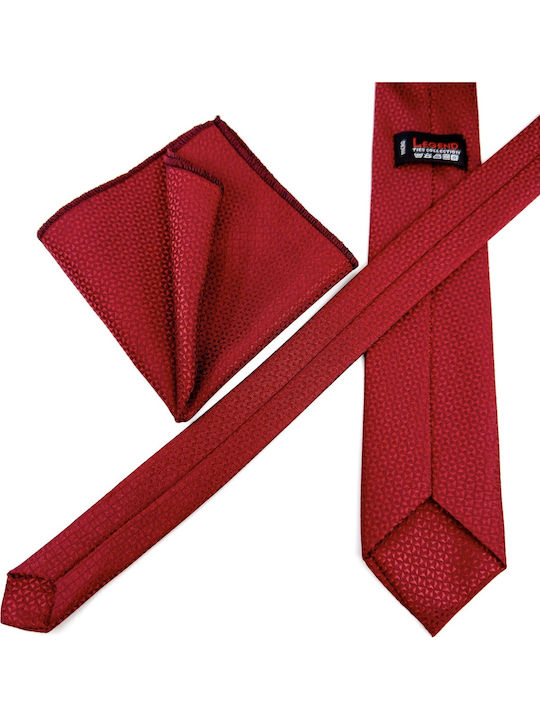 Legend Accessories Σετ Ανδρικής Γραβάτας με Σχέδια σε Κόκκινο Χρώμα