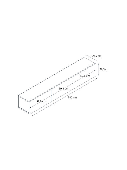 TV Stand Damla with LED Lighting Sapphire Oak - Black L180xW29.5xH29.5cm