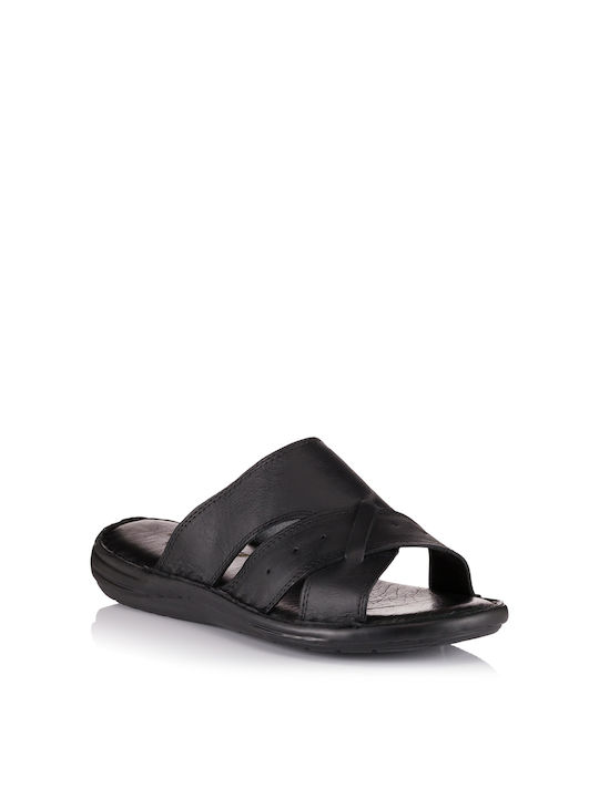 Next Step Shoes Leder Herrensandalen in Schwarz Farbe