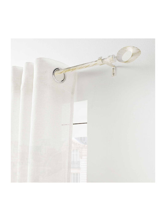 Douceur d'Intérieur Ausziehbare Metallische Vorhangstange Ovalon Einzeln Φ19mm 210-210cm Weiß