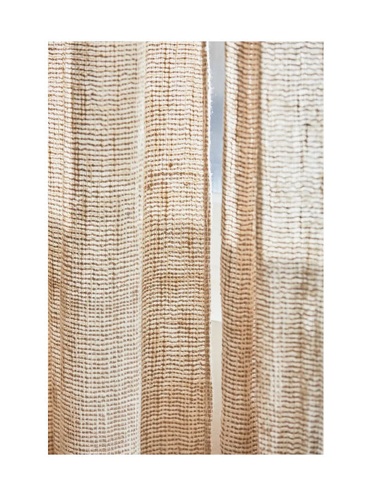 Calma House Vorhang für Fenster mit oberen Registern Beige 140x280cm