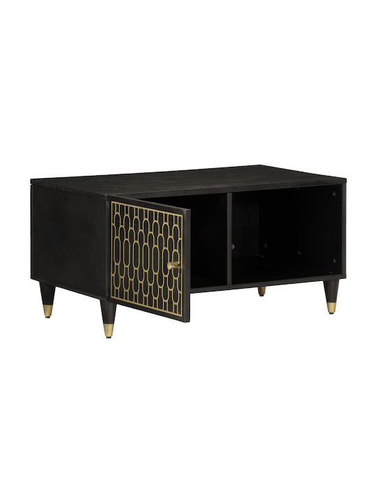 Rectangular Central Coffee Table Made of Solid Wood Black M80xW50xH40cm
