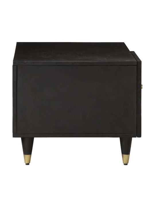 Rectangular Central Coffee Table Made of Solid Wood Black M80xW50xH40cm