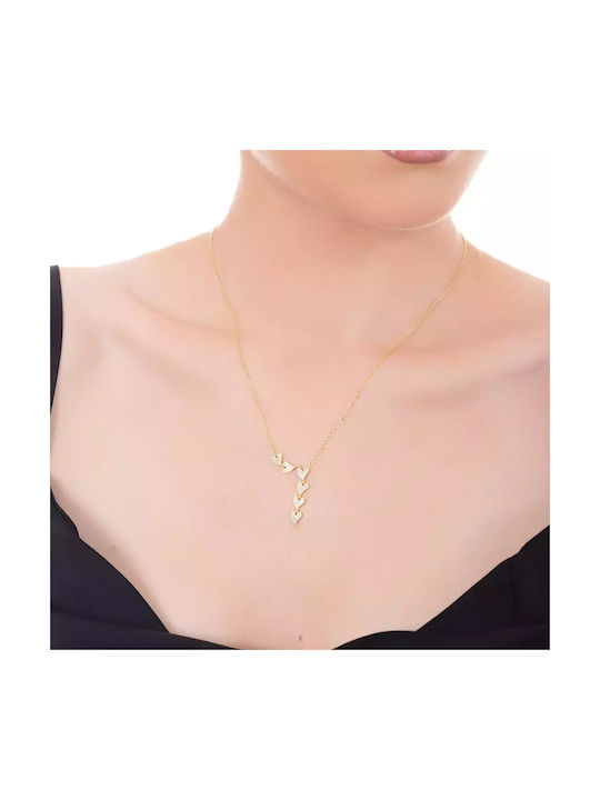 Oxzen Necklace with design Heart from Gold Plated Silver with Zircon