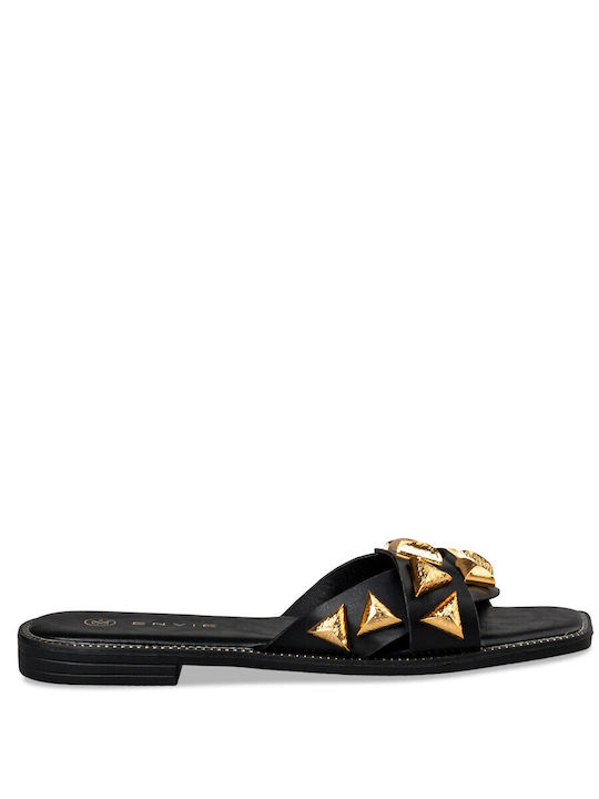 Envie Shoes Women's Flat Sandals in Black Color