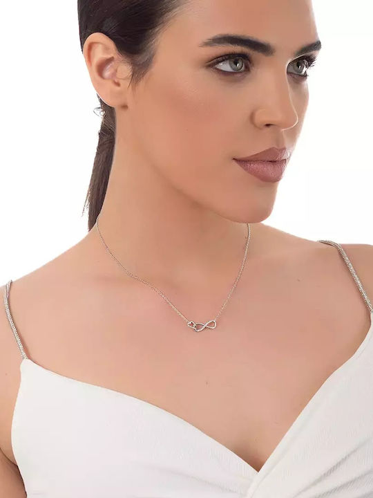 Oxzen Platinum-plated Necklace with design Heart from Silver with Zircon
