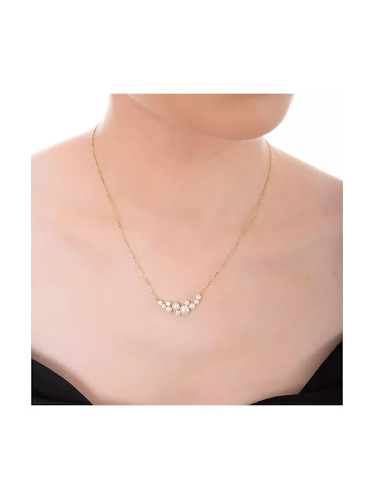 Oxzen Halskette aus Vergoldet Silber mit Perlen & Zirkonia